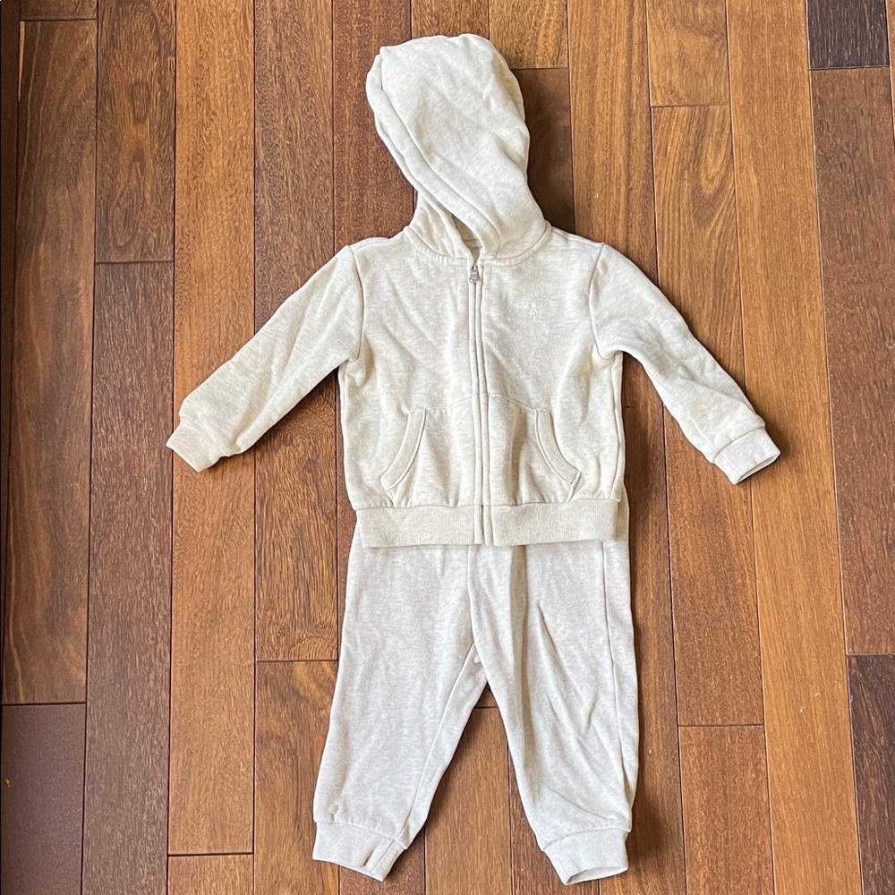 Ralph Lauren Cream Hooded Baby Jumpsuit, 18 months